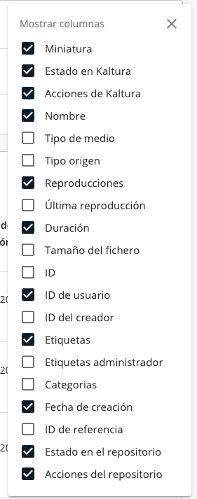 Personalización de campos en la vista de Entradas