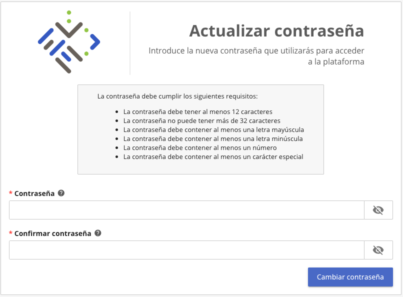 Formulario de nueva contraseña