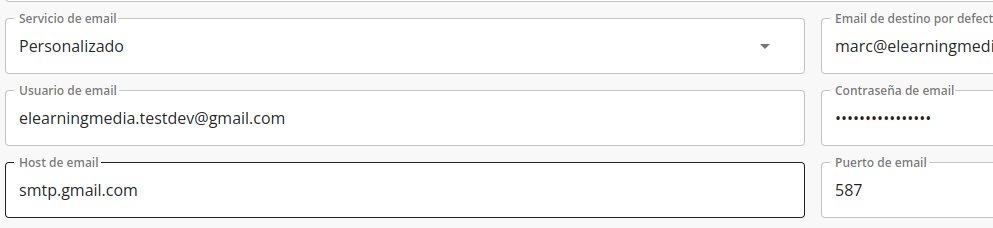 Configuración SMTP