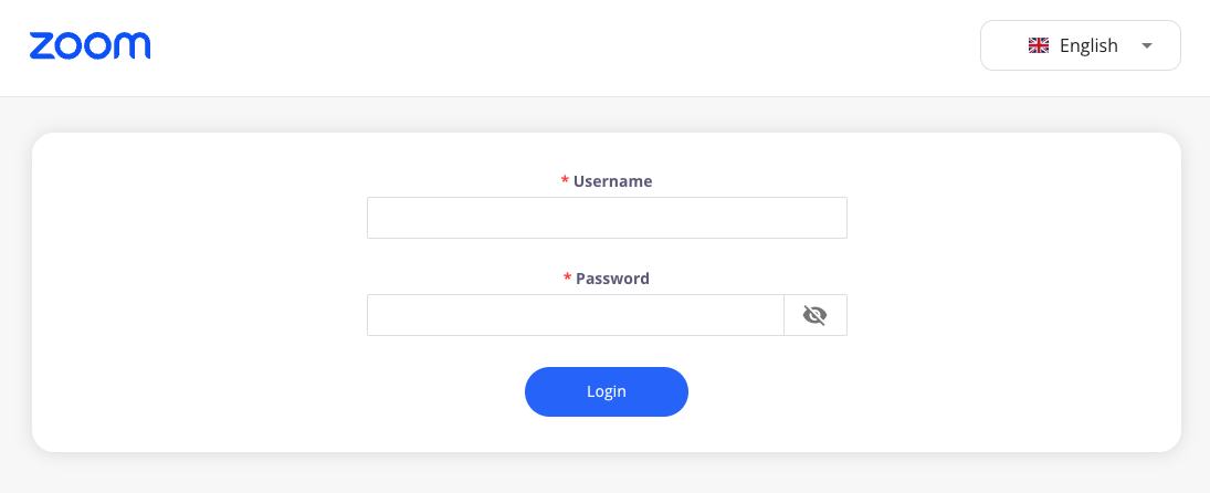 Zoom2 Login Screen